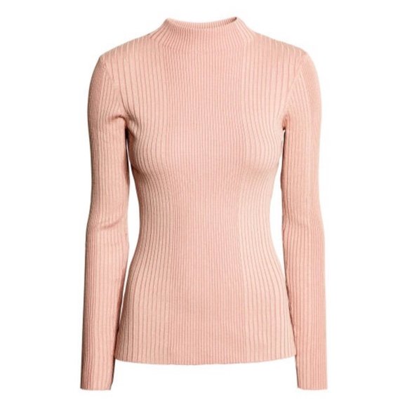 H&M Sweaters - H&M Ribbed Sweater Blush Top Mock Neck Size Small